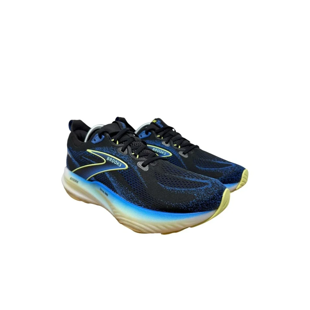 Brooks Glycerin Max Mens 10 Black Blue Yellow DNA Tuned Running Shoe 1104451D002